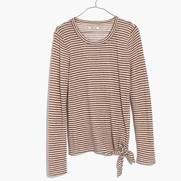 MADEWELL Soundcheck Side-Tie Tee in Stripe Women Size XS - Picture 1 of 9